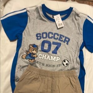 Blue and Gray Soccer Champ Kids Shirt